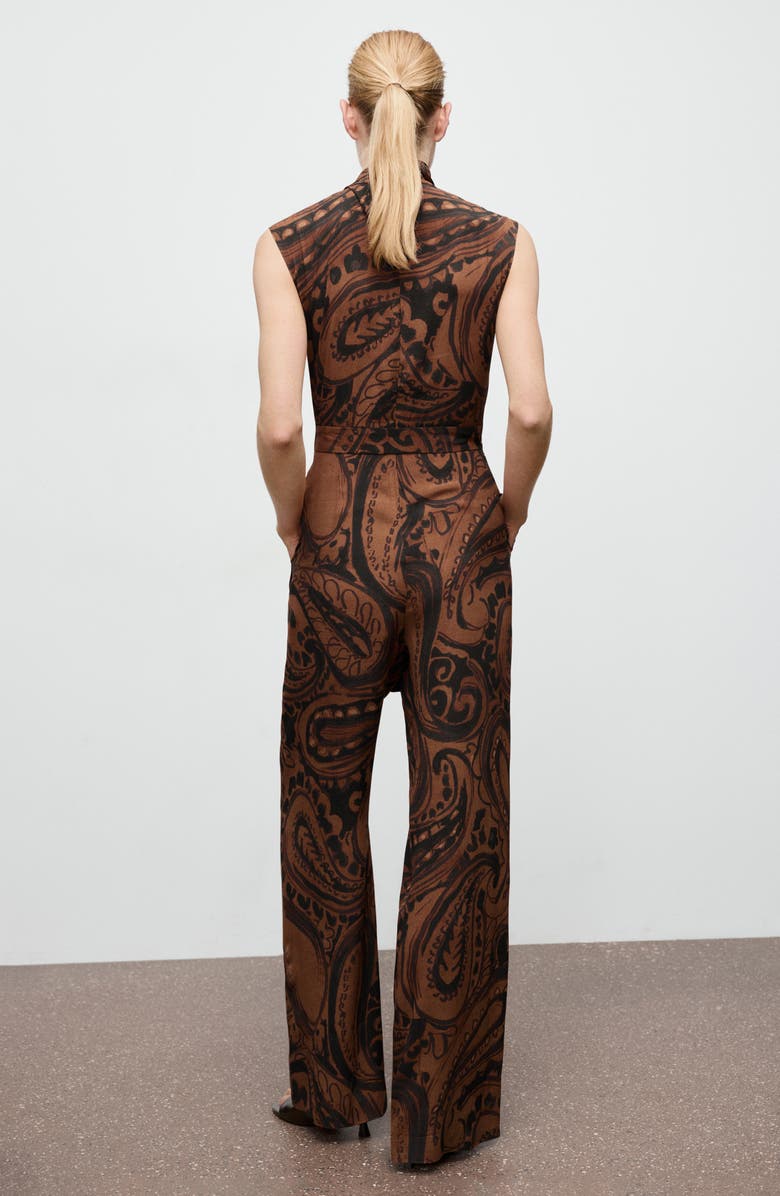 MANGO Paisley Sleeveless Jumpsuit, Alternate, color, Burnt Orange