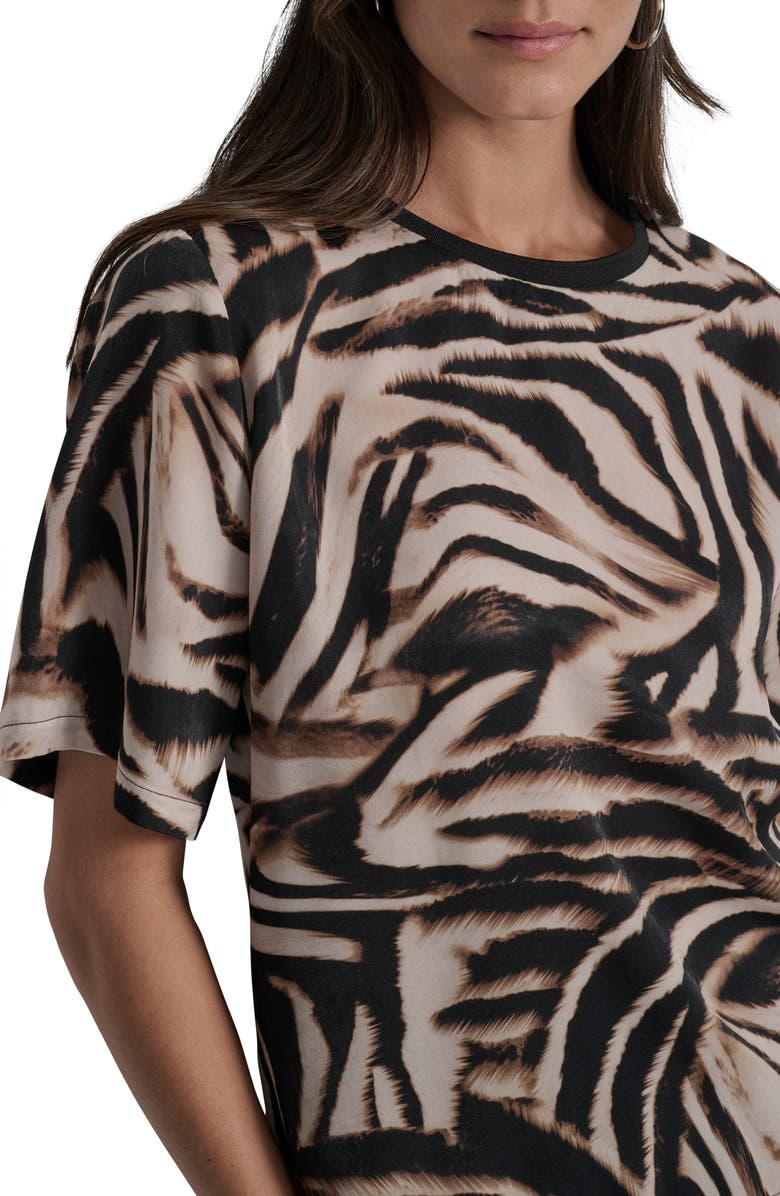 DKNY Zebra Print Short Sleeve Woven Shirt, Alternate, color, Blurred Zebra