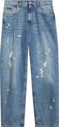 Dolce&Gabbana Distressed Pleated Straight Leg Jeans