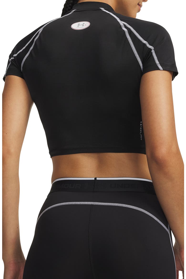 HeatGear® Elite Mock Neck Performance Crop Top, Alternate, color, 008 ULTIMATE BLACK