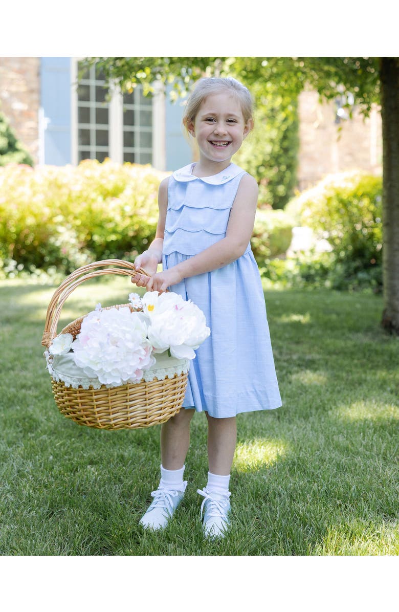 Florence Eiseman Linen Look Dress With Embroidered Collar, Alternate, color, Light Blue