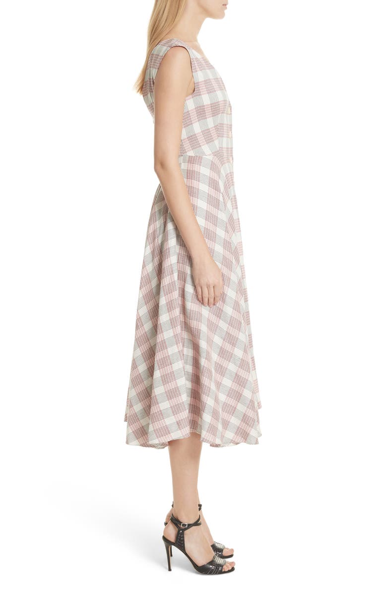 Veronica Beard Finn Plaid Handkerchief Hem Dress, Alternate, color, 