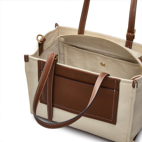 Radley The Burlington | Canvas Medium Ziptop Satchel Bag In Beige