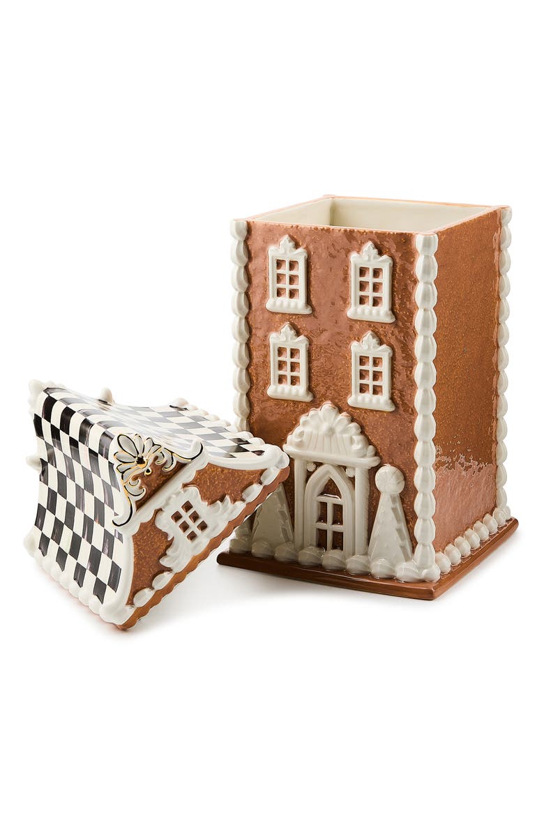 MACKENZIE CHILDS Gingerbread House Ceramic Cookie Jar, Alternate, color, Brown