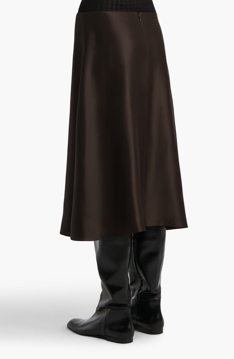Khaite Nania Satin A-Line Skirt, Alternate, color, Bark