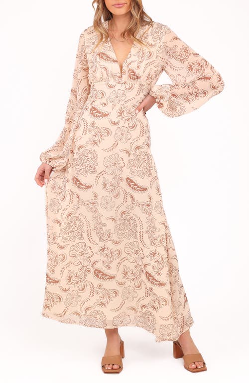 Petal And Pup Petal & Pup Riba Paisley Floral Long Sleeve Maxi Dress In Brown