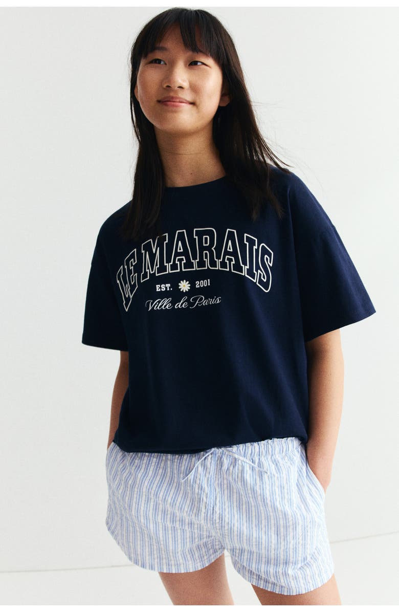 H&M 2-pack cotton shorts, Alternate, color, Light Blue/Striped