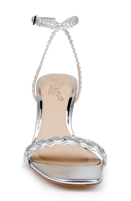 Jewel Badgley Mischka Nyx Ankle Strap Sandal In Silver