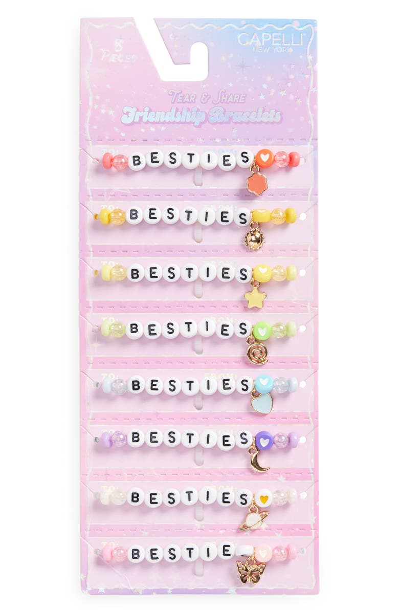 Capelli New York Kids' Tear & Share 8-Pack Assorted Best Friends Bracelet Set, Main, color, White Multi