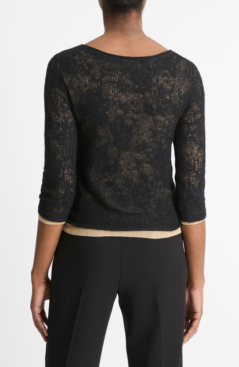 Vince Lace Stitch Layered Sweater, Alternate, color, Black/ Gold Cliff