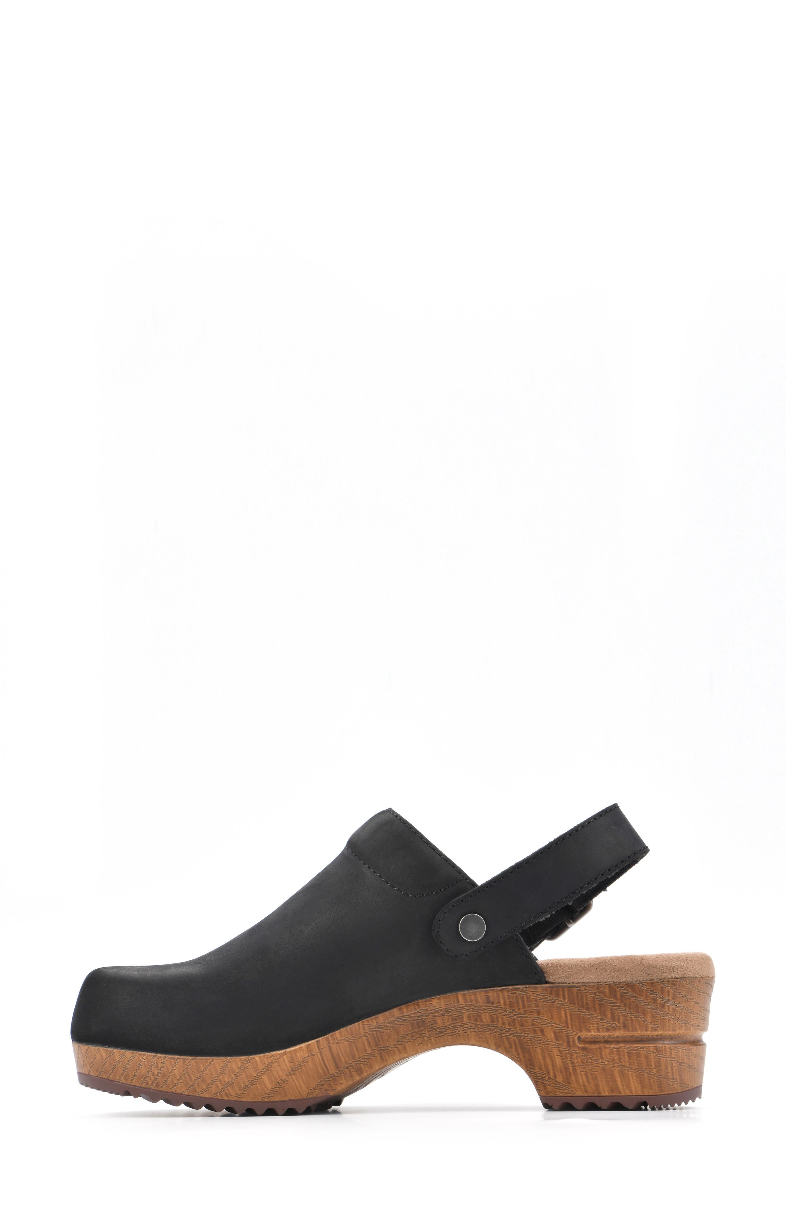 Being Buckled Leather Clog, Alternate, color, BLACK/ NUBUCK