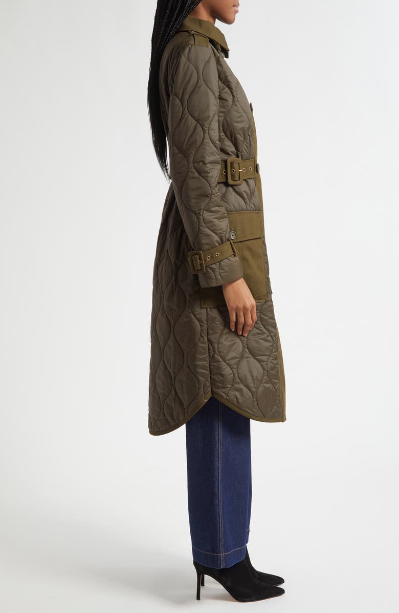Veronica Beard Newberry Quilted Mixed Media Coat, Alternate, color, Cypress