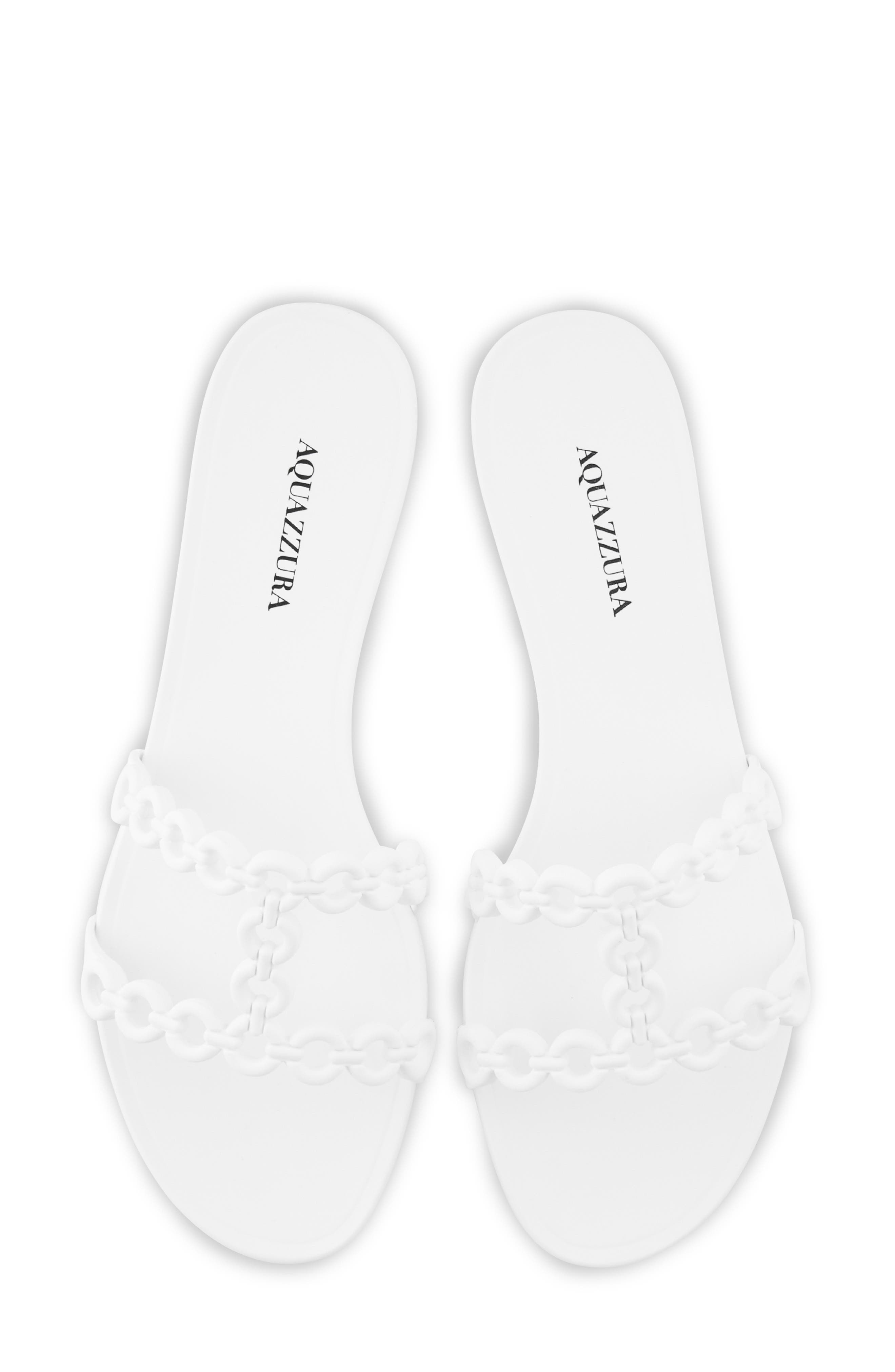 Aquazzura Infinity Chain Jelly Slide Sandal, Alternate, color, White