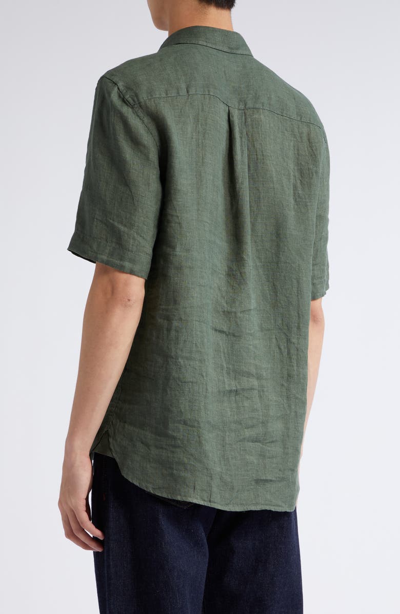 Sunspel Short Sleeve Linen Button-Up Shirt, Alternate, color,