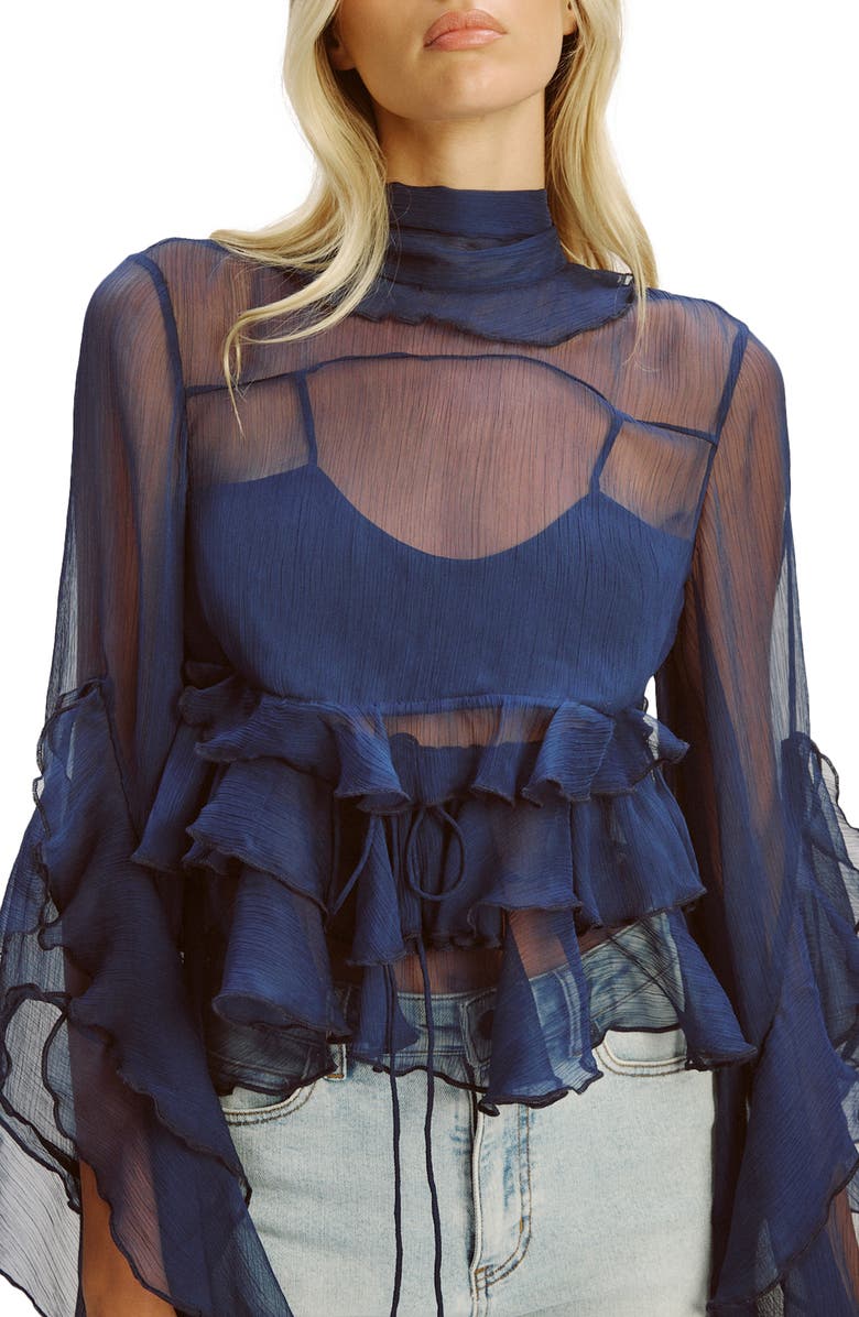 Bardot Anyssa Ruffle Tie Back Top, Alternate, color, 