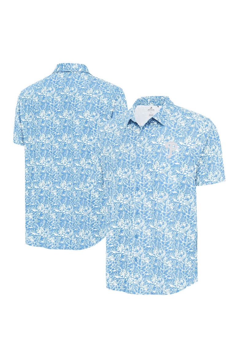 Men's Antigua Powder Blue Philadelphia Phillies Resort Button-Up Shirt, Main, color, Powder Blue