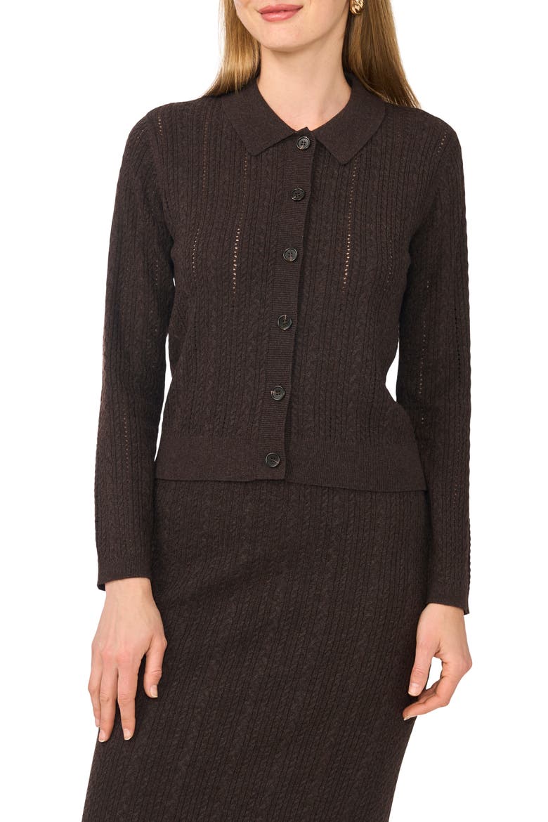 Pointelle Long Sleeve Button Front Sweater, Main, color, DELICIOSO