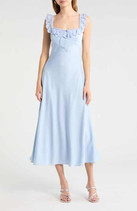 Makiya Lace Trim Satin Dress
