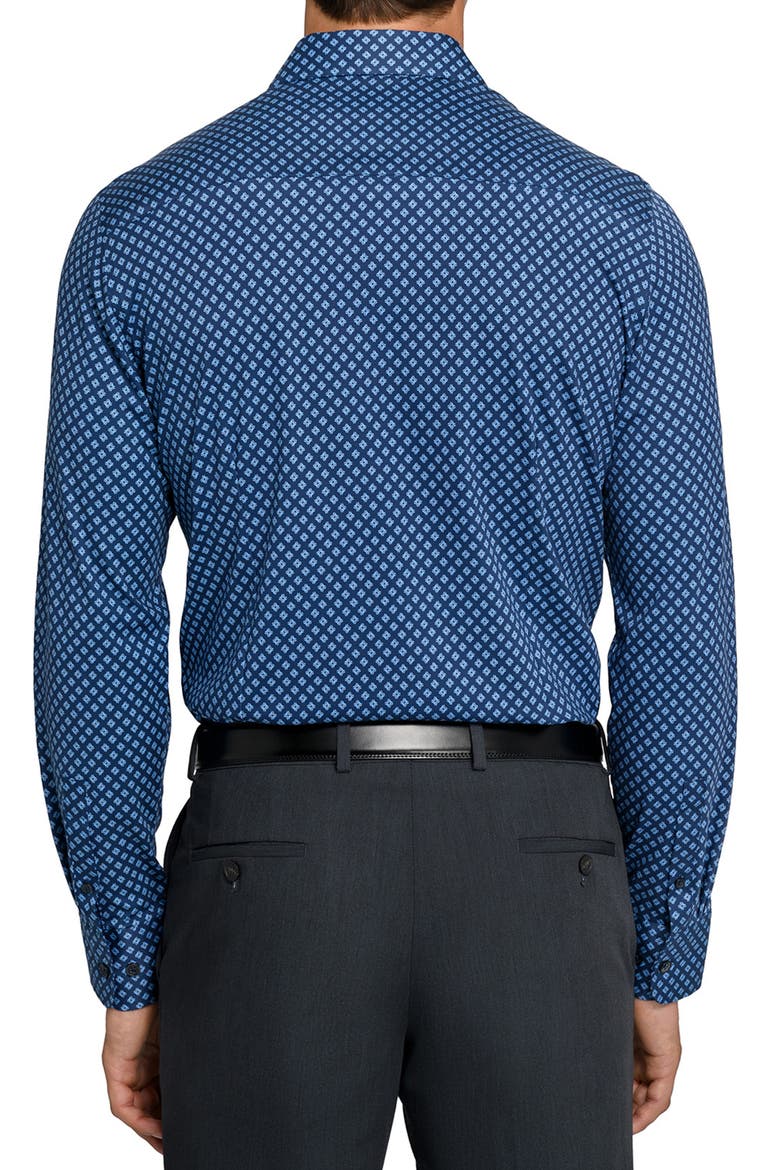 Reworked Slim Fit Blue Diamond Print Cotton Dress Shirt, Alternate, color, NAVY/ BLUE