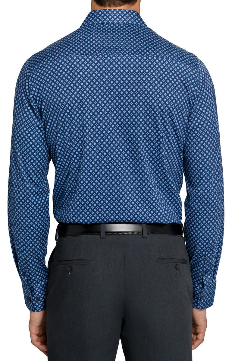 W.R.K Reworked Slim Fit Blue Diamond Print Cotton Dress Shirt, Alternate, color, Navy/ Blue