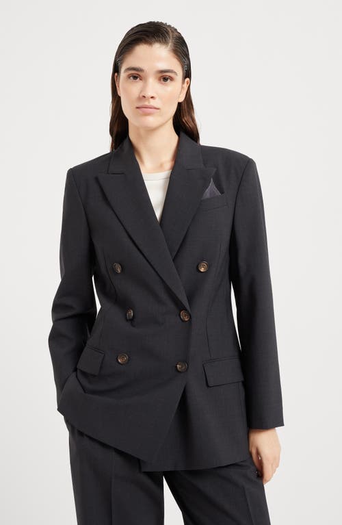 Brunello Cucinelli Virgin Wool-blend Double-breasted Blazer In Lignite Grey