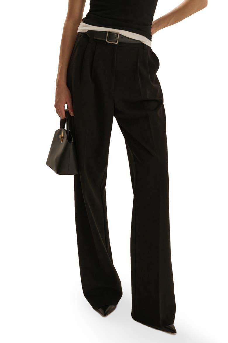 The Favorite High Waist Pleated Wide Leg Pants, Main, color, BLACK