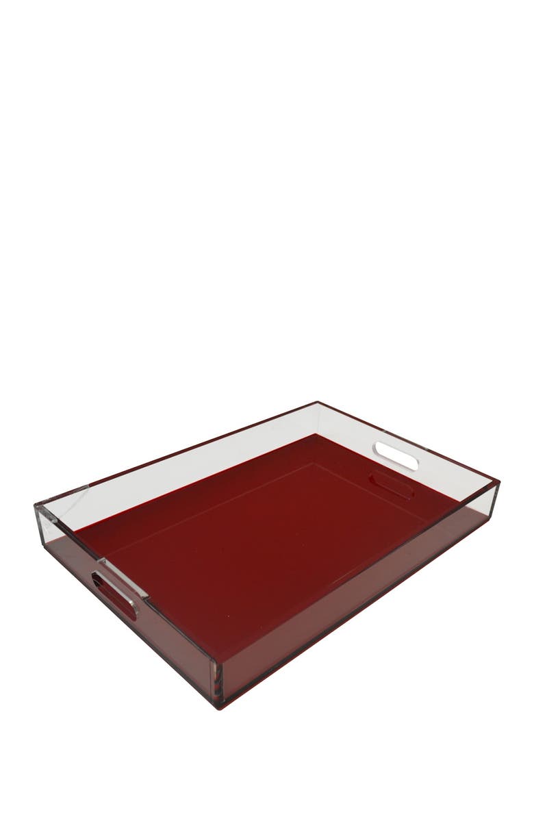R16 HOME Red Square Lucite Tray, Main, color, Red