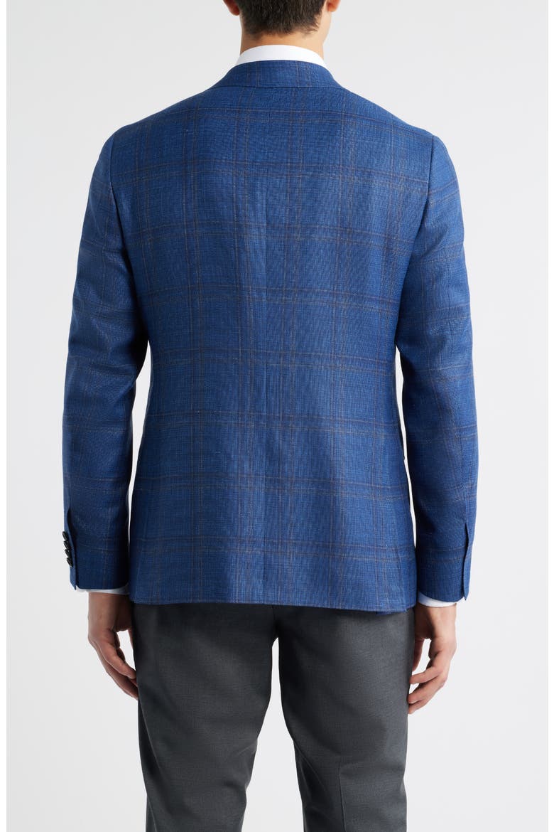Kei Trim Fit Blue Mélange Shadow Plaid Wool & Silk Blend Sport Coat, Alternate, color, BRT BLUE