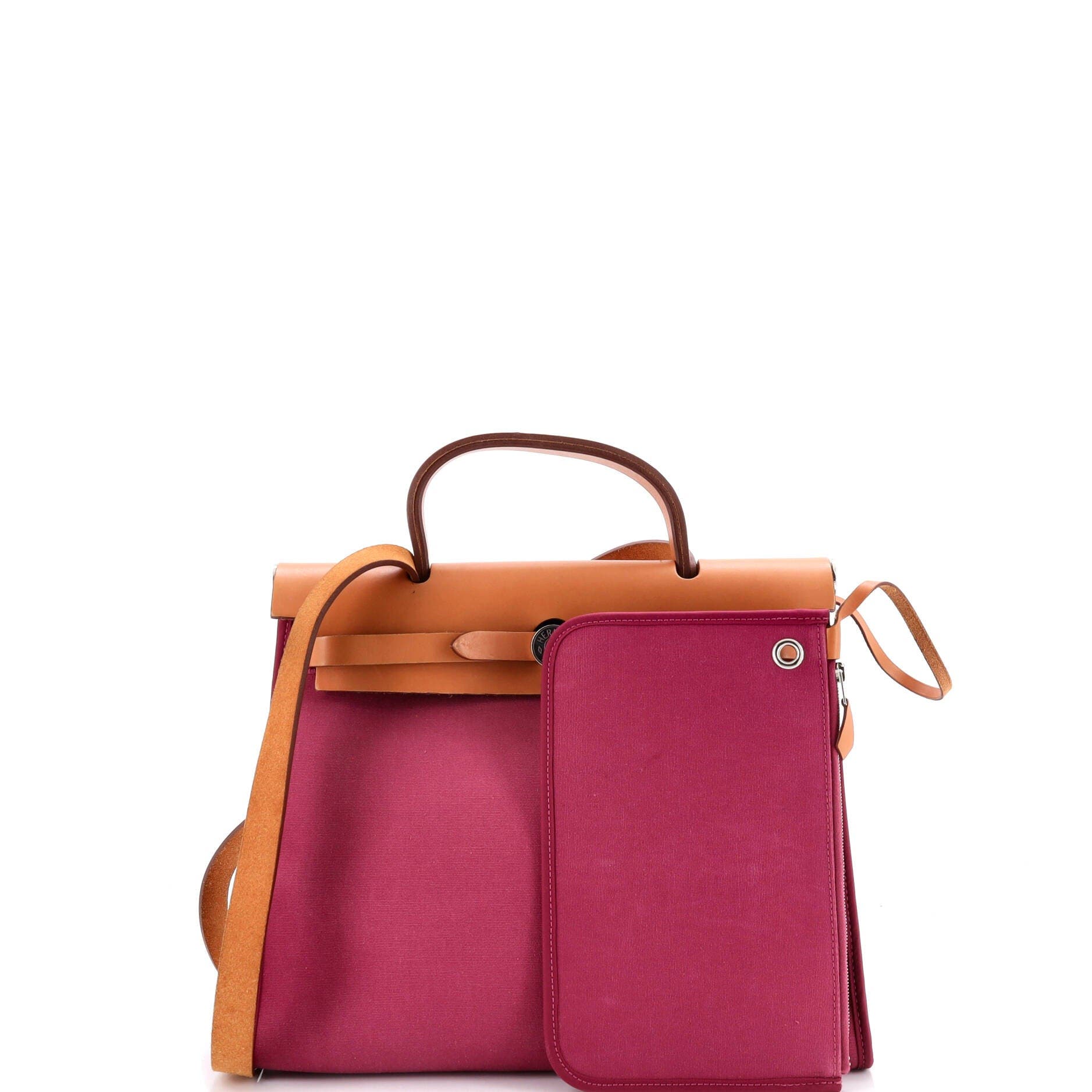 Pre-Owned Hermes Herbag Zip Leather and Toile 31, Alternate, color, Tosca