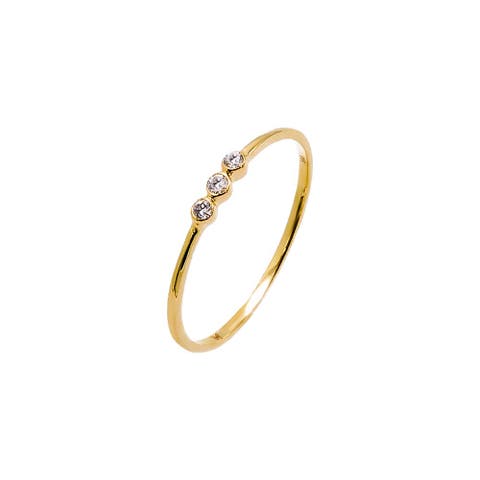 Diamond Triple Bezel Dainty Ring 14K