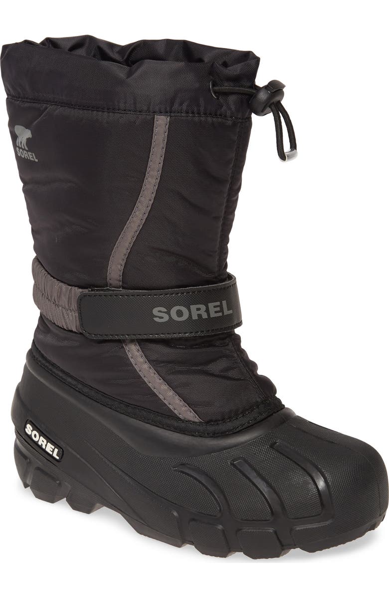 SOREL Kids' Flurry Weather Resistant Snow Boot, Main, color, Black/ City Grey