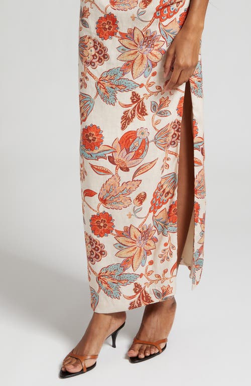 Sir Noemi Floral Halter Neck Linen Maxi Dress In Desert Wildflower