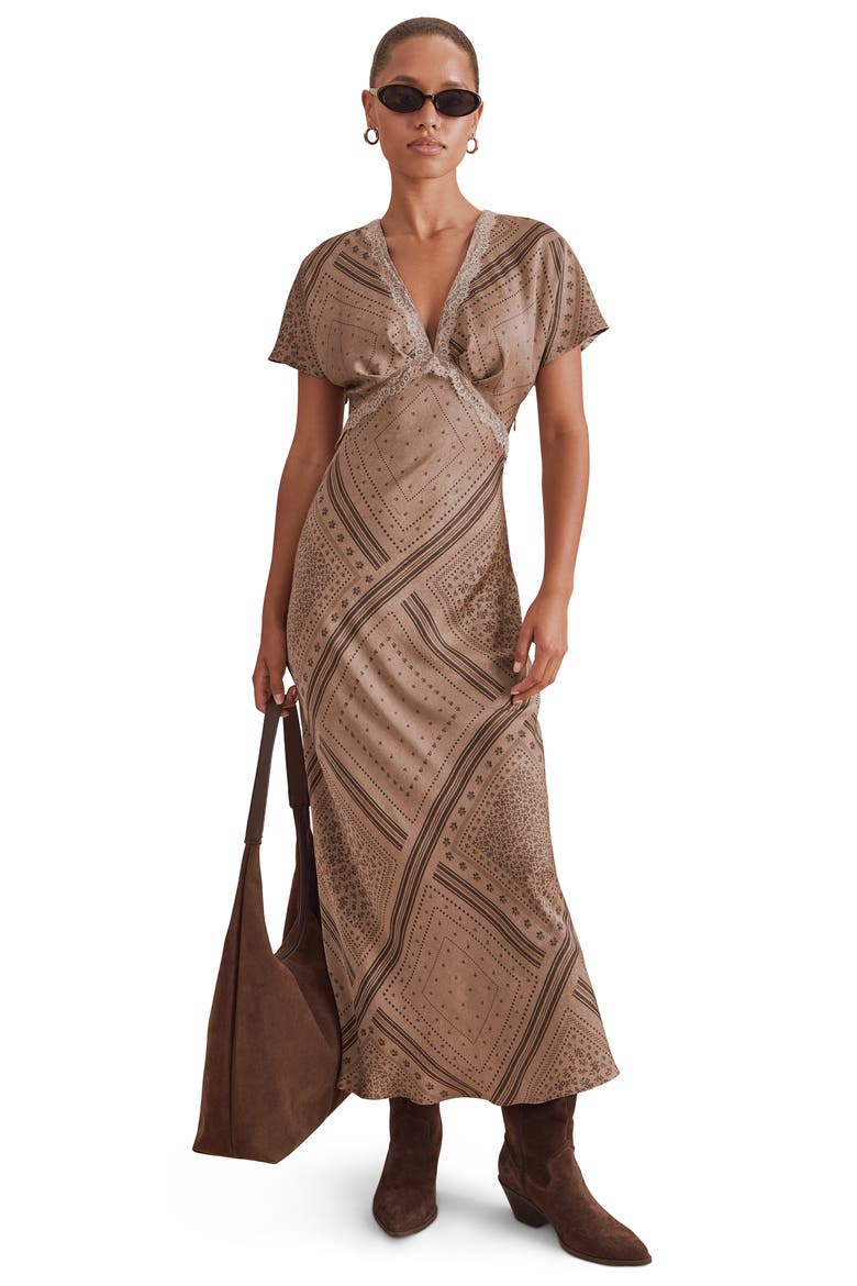 Brynley Print Maxi Dress, Alternate, color, TAUPE