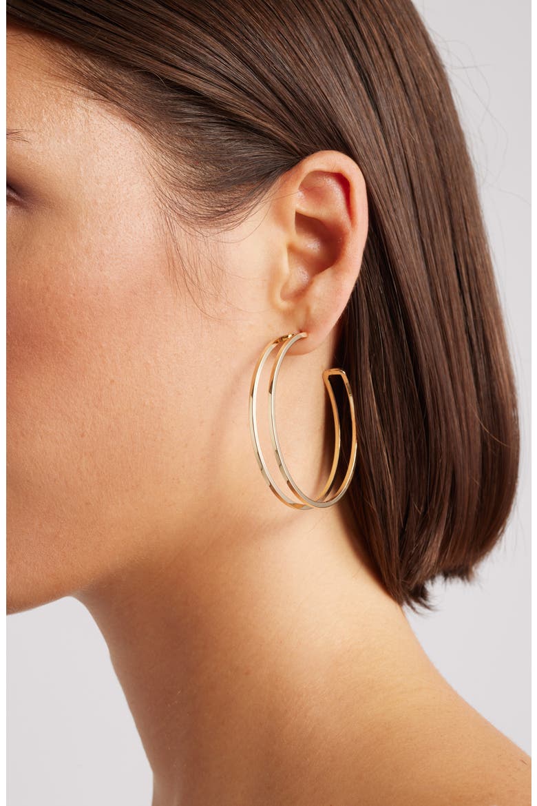 Open Double Hoop Earrings, Alternate, color, GOLD