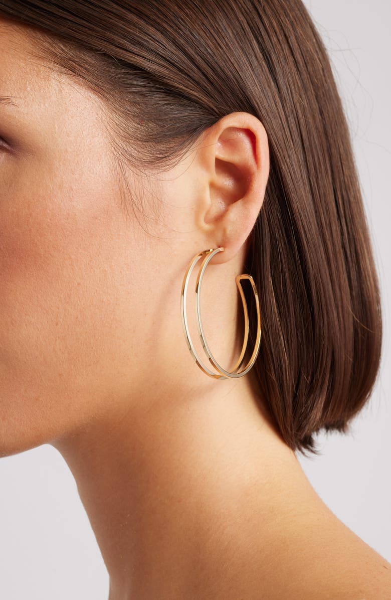 Nordstrom Open Double Hoop Earrings, Alternate, color, Gold
