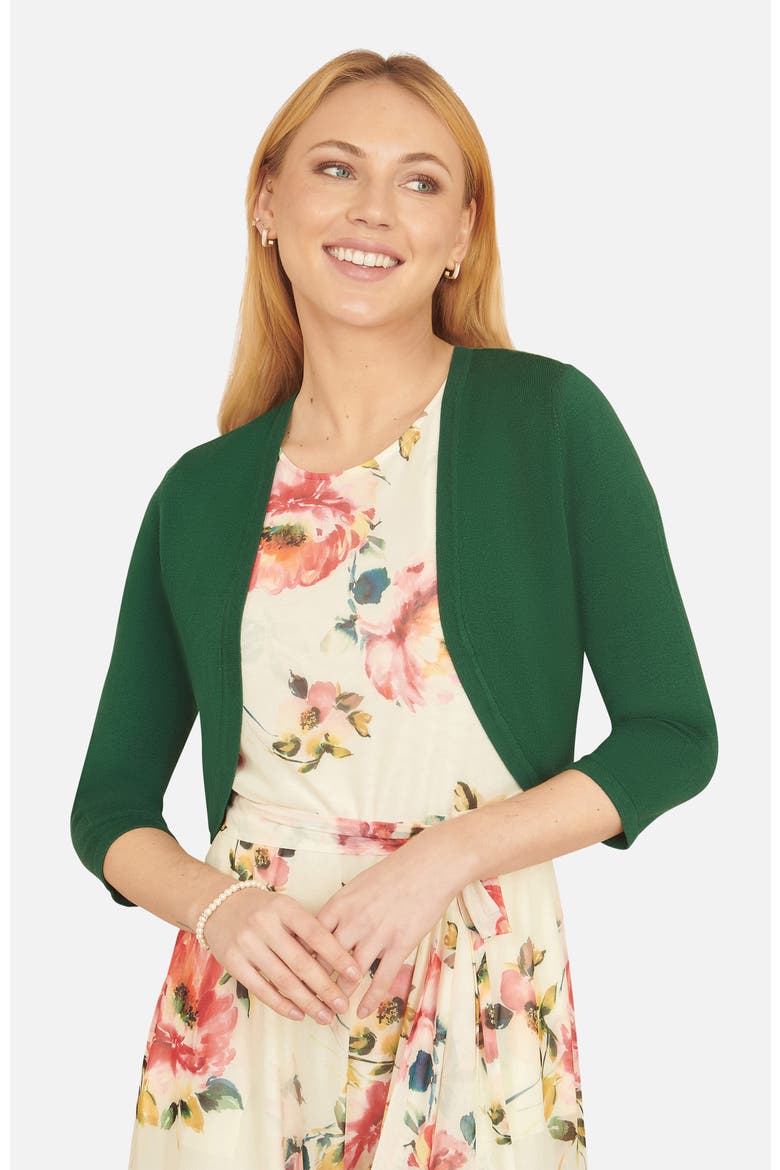 3/4 Sleeve Knitted Curve Bolero, Alternate, color, Forest Green