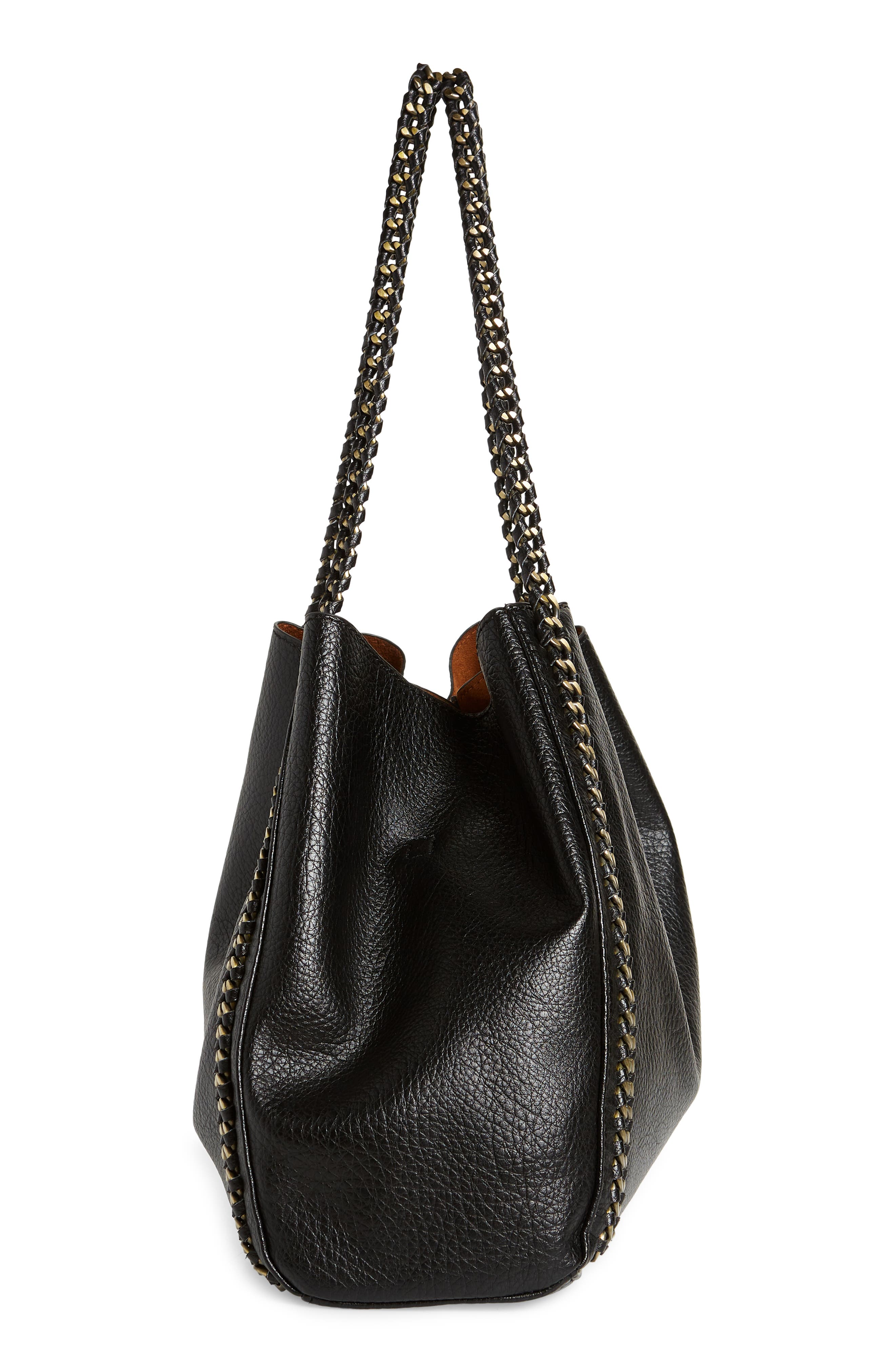 Faux Leather Tote, Alternate, color, BLACK