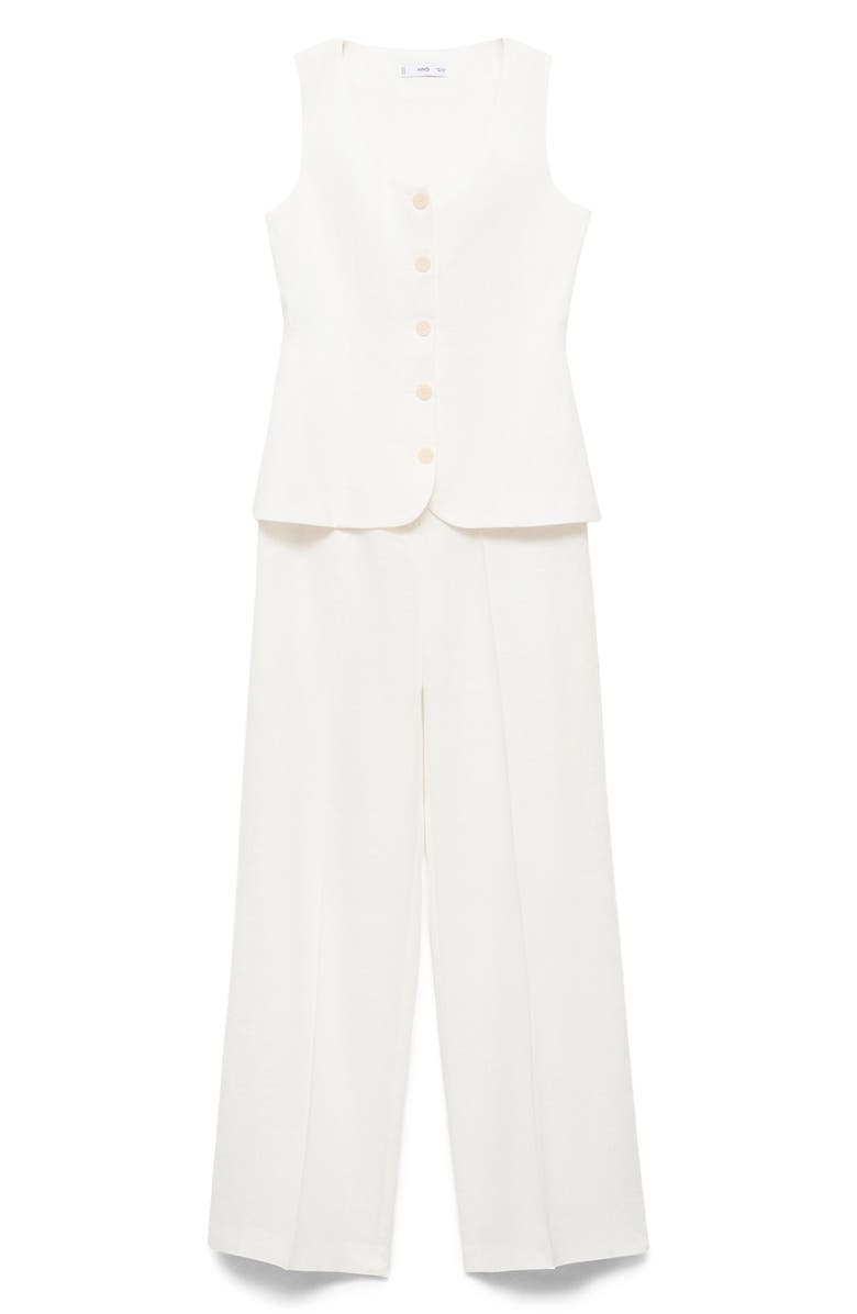 MANGO Sleeveless Linen Jumpsuit, Alternate, color, Off White