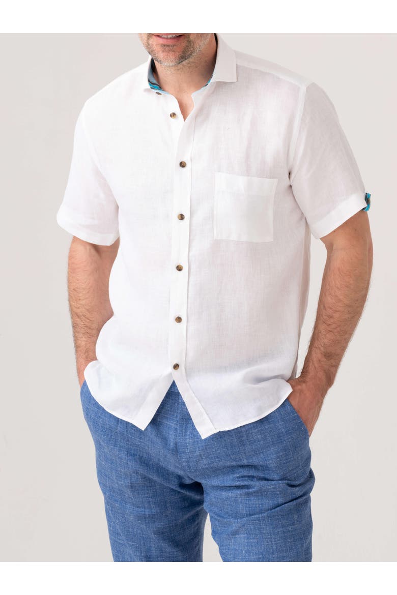 Short Sleeve Linen Shirt, Main, color, White