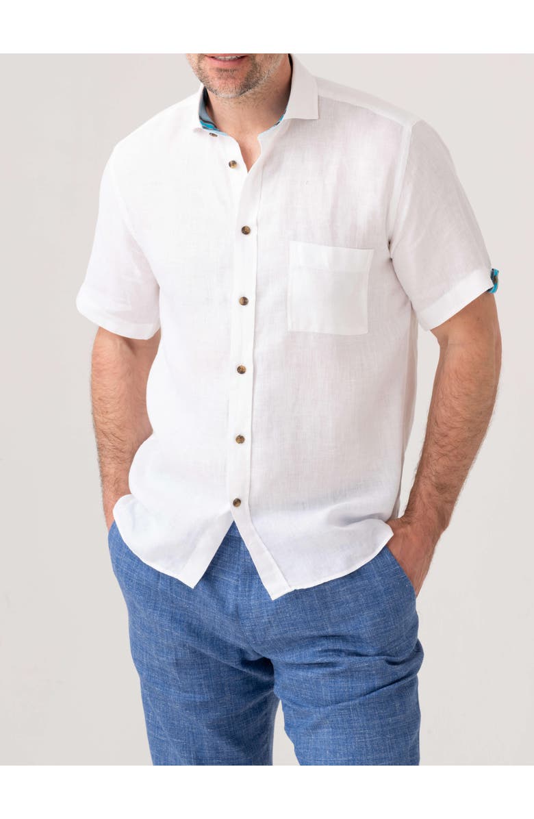 Koy Clothing Short Sleeve Linen Shirt, Main, color, White