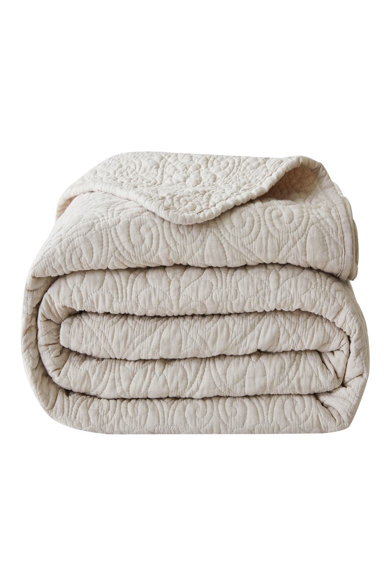 Flavia Cotton Stitched Quilt, Alternate, color, TAUPE