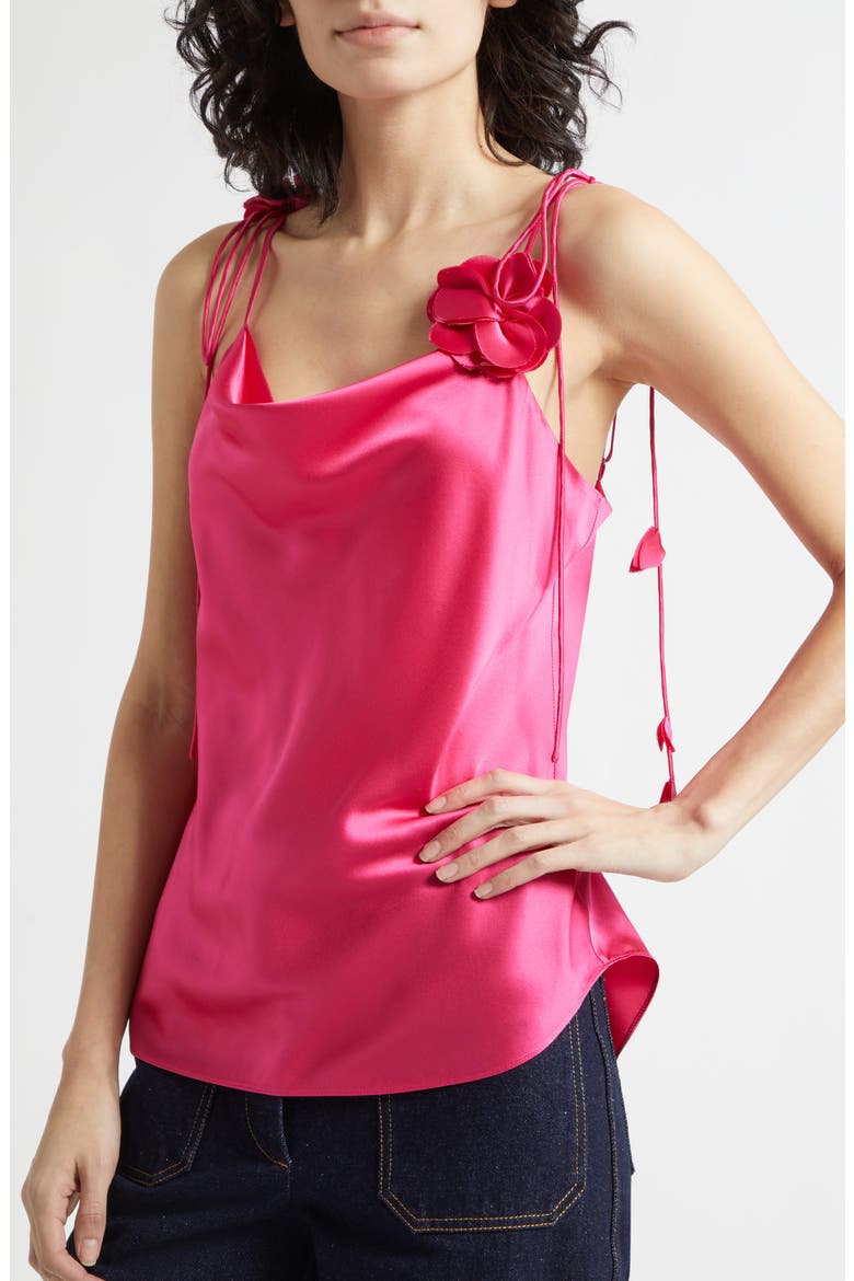 Marta Trailing Flower Silk Camisole, Alternate, color, BEETROOT PURPLE