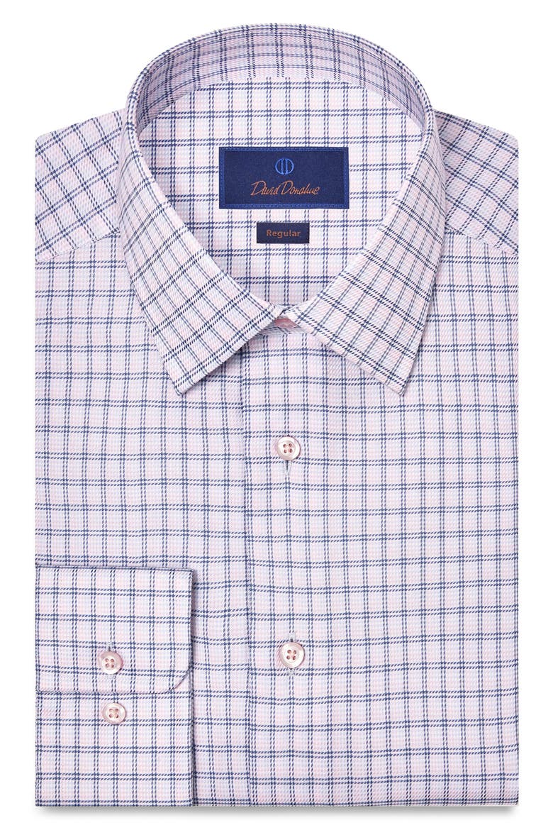 Regular Fit Check Cotton Twill Dress Shirt, Main, color, BLUE/ PINK