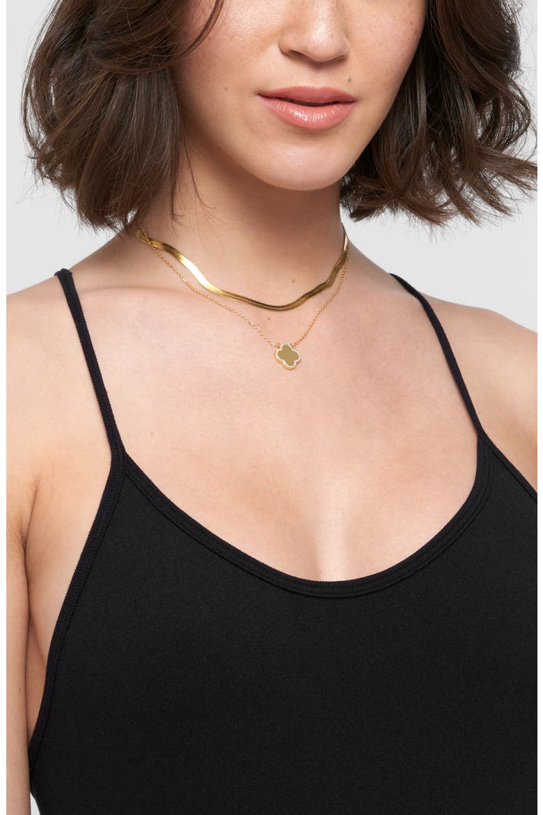 Halo Clover Pendant Necklace & Bracelet Set, Alternate, color, GOLD