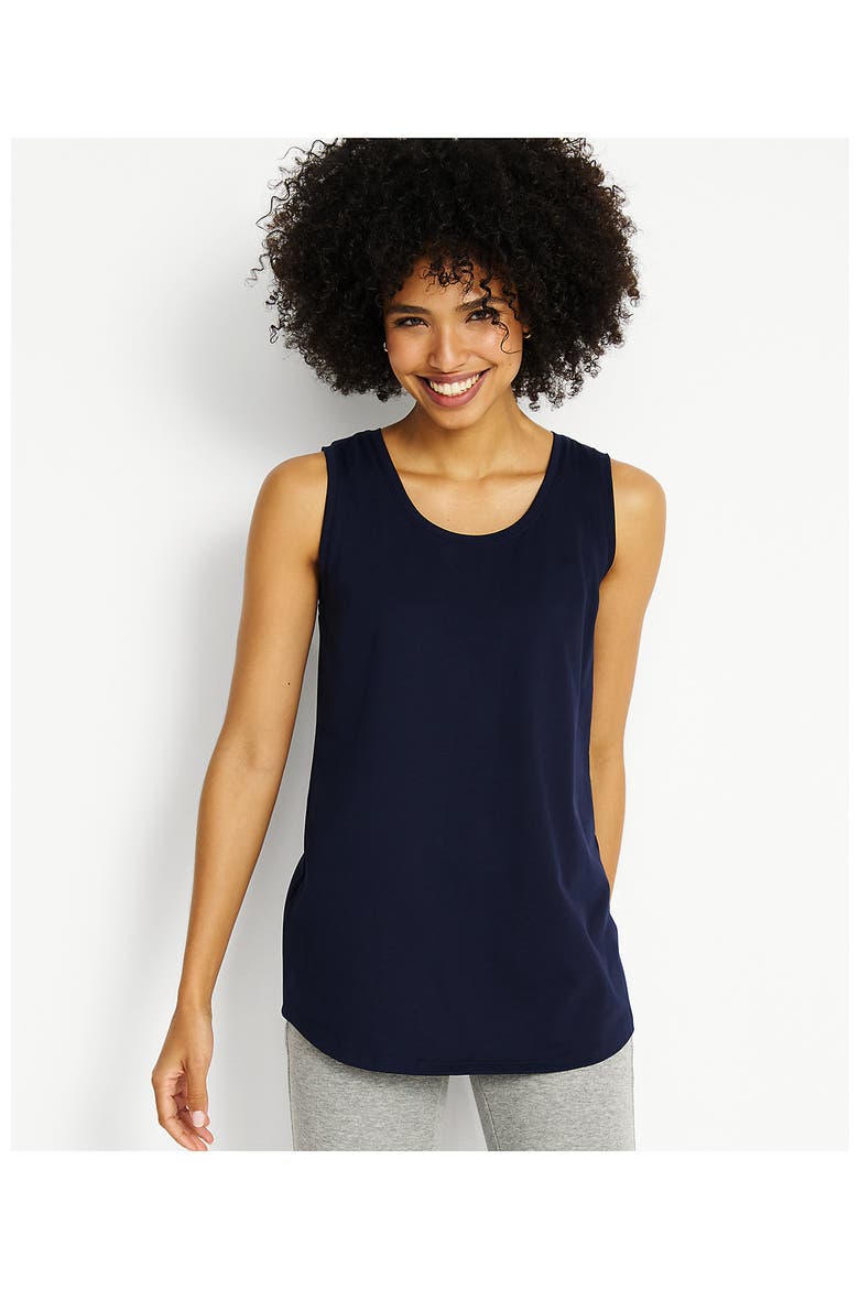 Supima Cotton Tunic Tank Top, Alternate, color, Radiant Navy