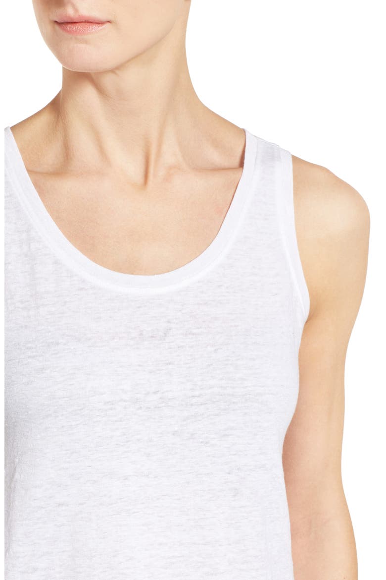U-Neck Organic Linen Tank, Alternate, color, WHITE