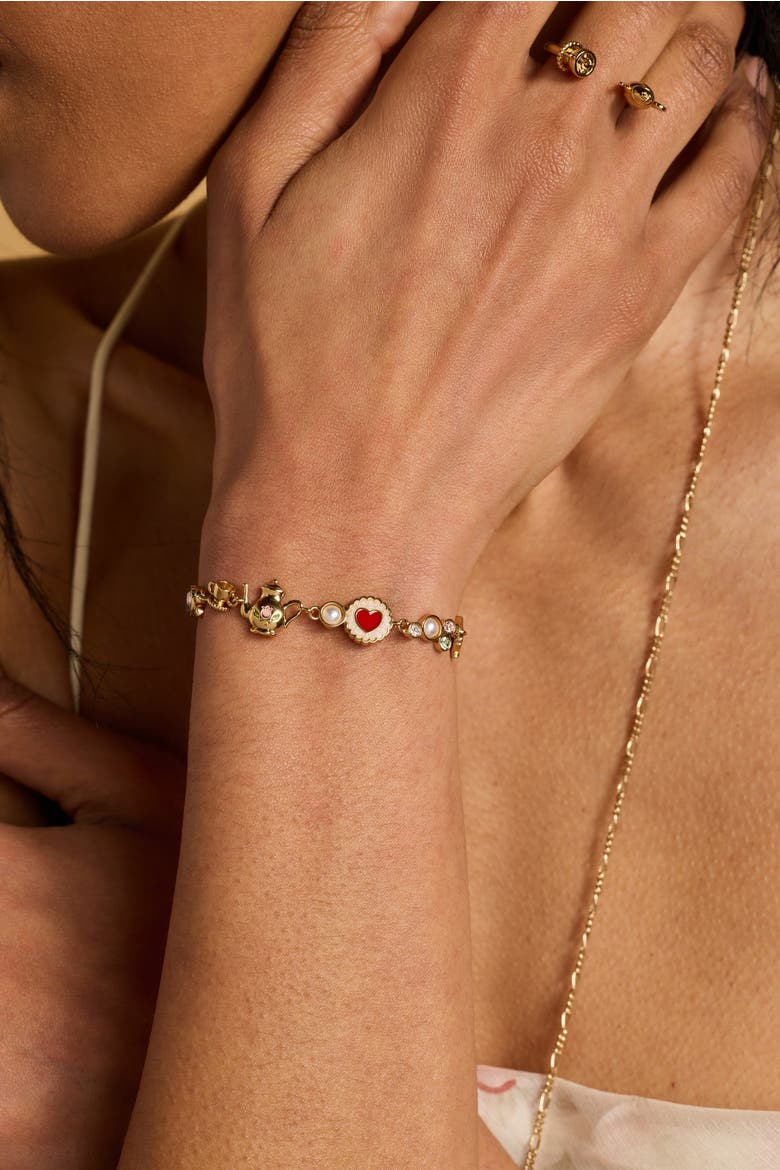 Tea Party Bolo Bracelet, Alternate, color, Gold