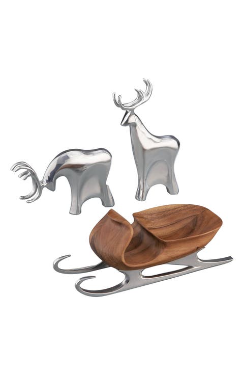 Sleigh & Reindeer Figurines