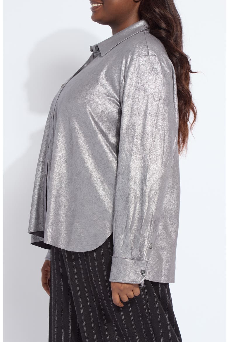 Connie Foil Faux Suede Shacket, Alternate, color, DISTRESS METALLIC SILVER