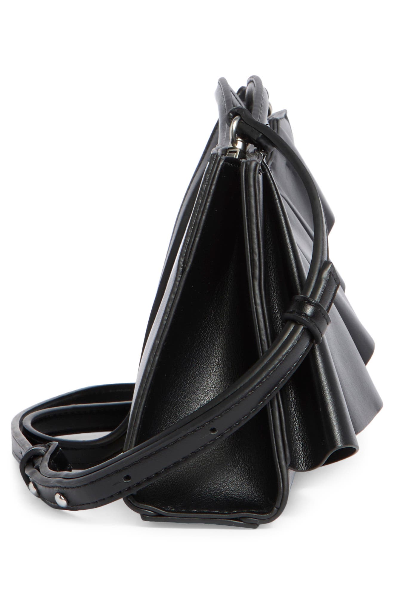 BCBG Ruffle East/West Clutch, Alternate, color, Black